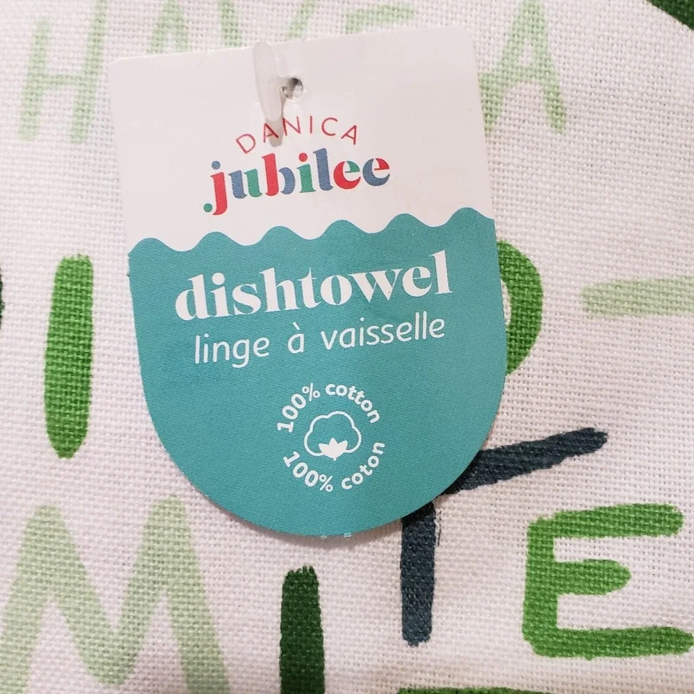 Danica Jubilee DINO-MITE‎ CHRISTMAS Dishtowel Tea Towel 100% Cotton 18x28 NEW